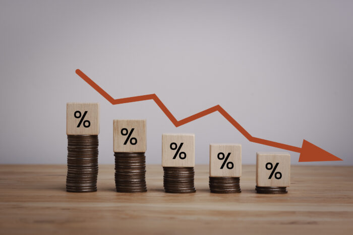 percent chart in downward arrow