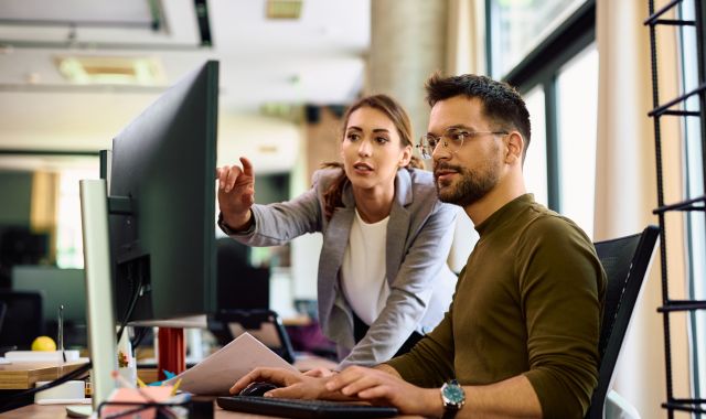 Colleagues working on client project