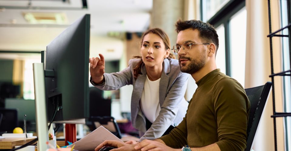 Colleagues working on client project