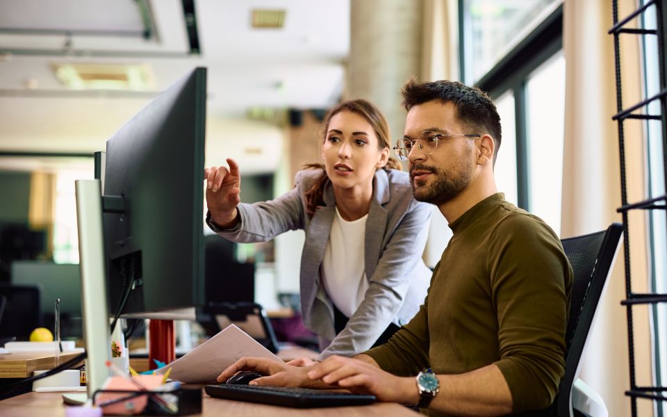 Colleagues working on client project