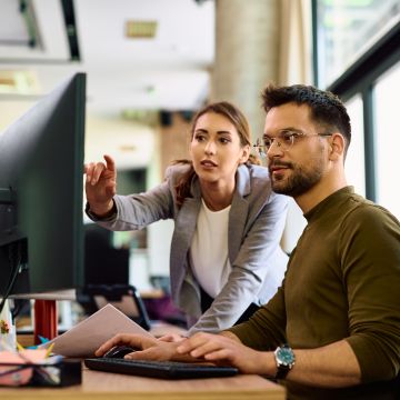 Colleagues working on client project