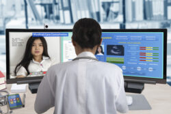 Picture shows patient undergoing electronic clinical outcome assessment, where localization in clinical trials is vital